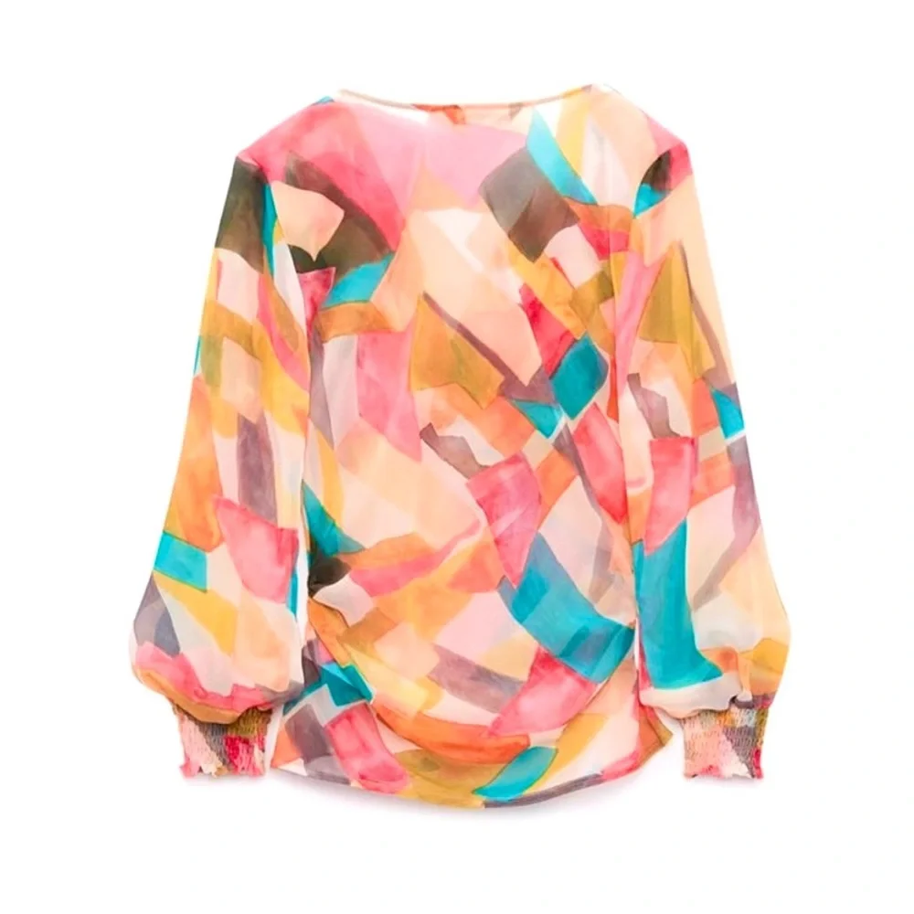 Zara multicolour sheer cowl top - Picture 5 of 8